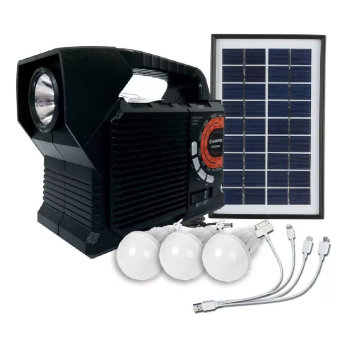 SONIVOX - Radio Sonivox Bluetooth Portátil Con Kit Solar Y Bombillos