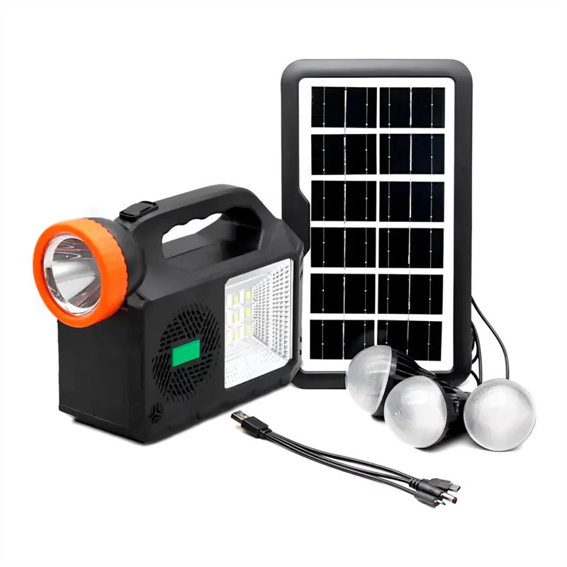 GENERICO - Planta Solar Recargable + 3 Bombillos Radio Usb Tf De 80w