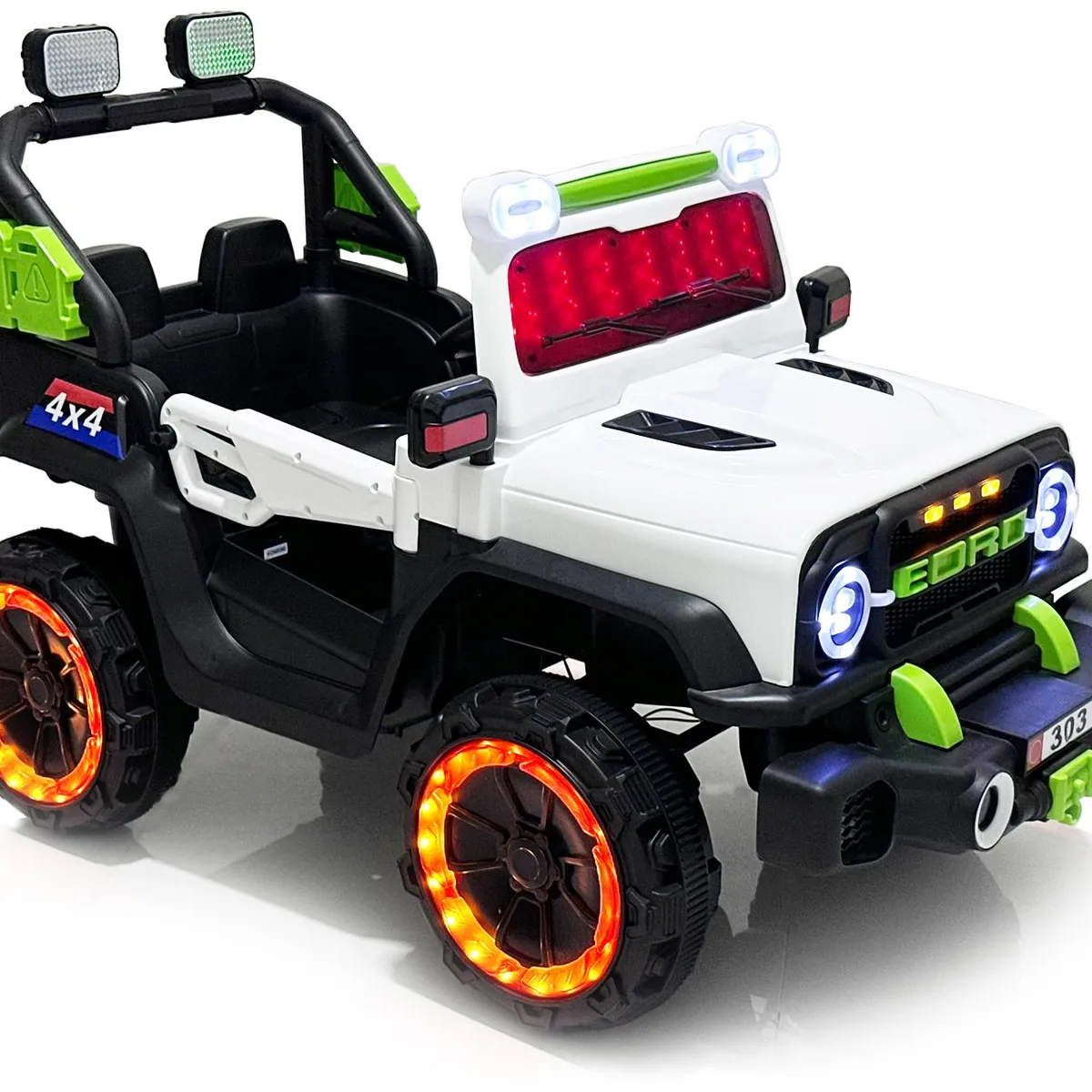 BEBESUNITA - Carro Moto Electrico Niño 4x4 Control Musica Luces  - Blanco