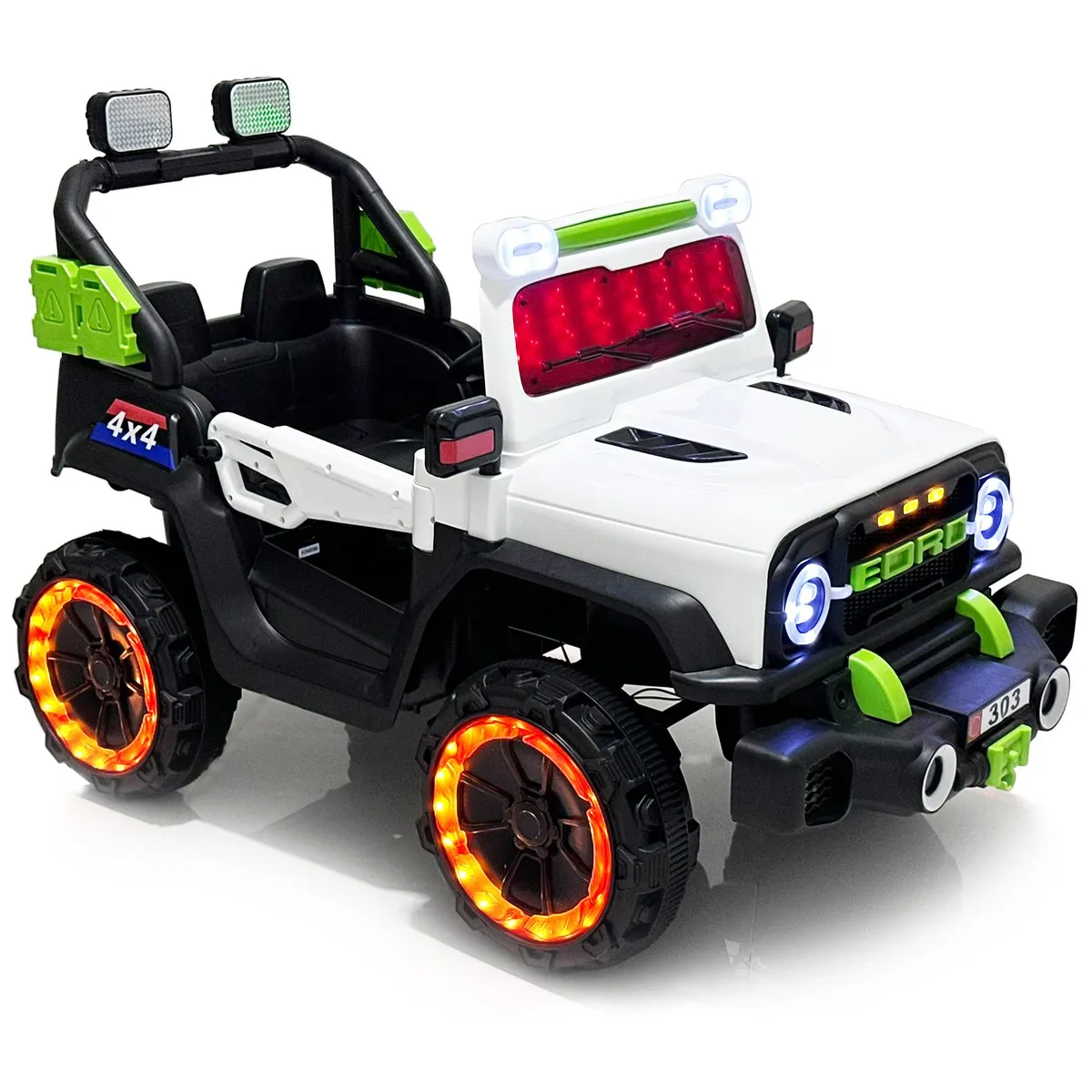 BEBESUNITA - Carro Moto Electrico Niño 4x4 Control Musica Luces  - Blanco