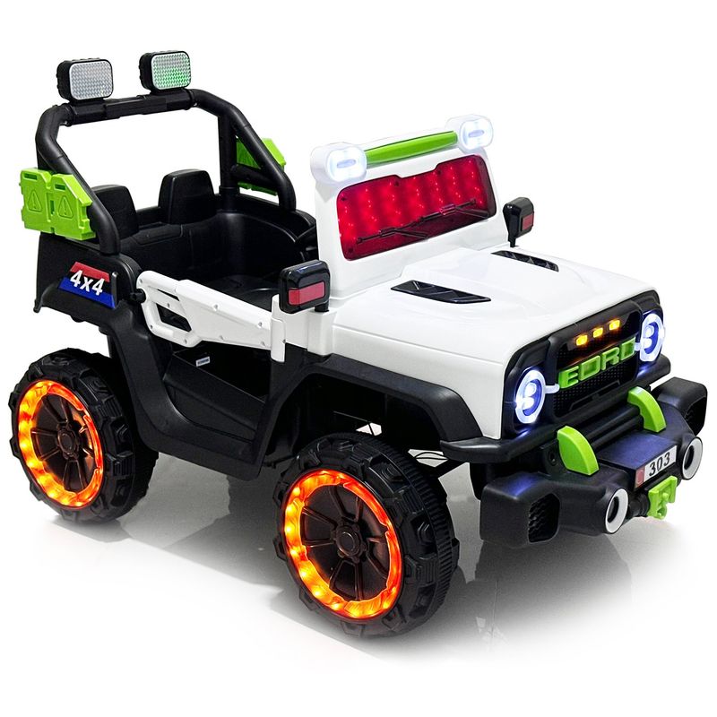 BEBESUNITA - Carro Moto Electrico Niño 4x4 Control Musica Luces  - Blanco