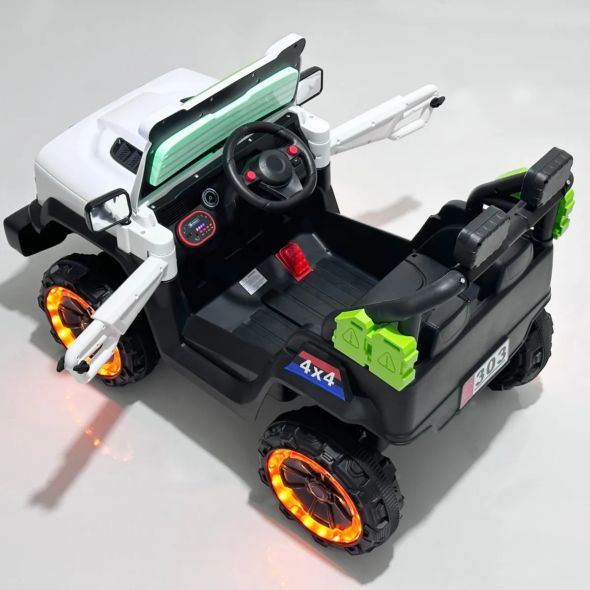 BEBESUNITA - Carro Moto Electrico Niño 4x4 Control Musica Luces  - Blanco