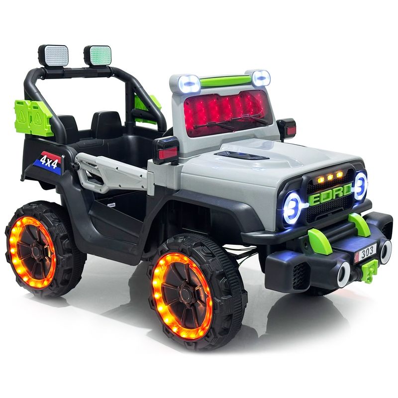 BEBESUNITA - Carro Moto Electrico Niño 4x4 Control Musica Luces  - Gris