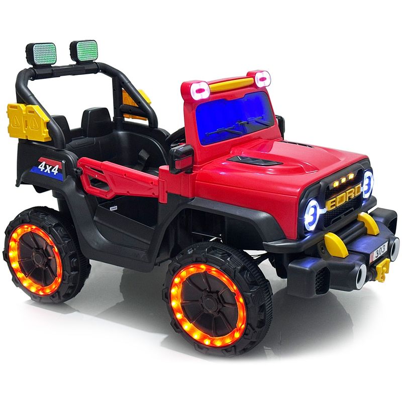 BEBESUNITA - Carro Moto Electricos Niños 4x4 Control Musica Luces  - Rojo