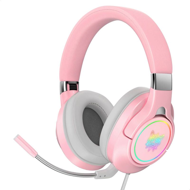 ONIKUMA - Audifonos Diadema Gamer Onikuma K15 Rosados Con Luz Rgb Led Color Rosa