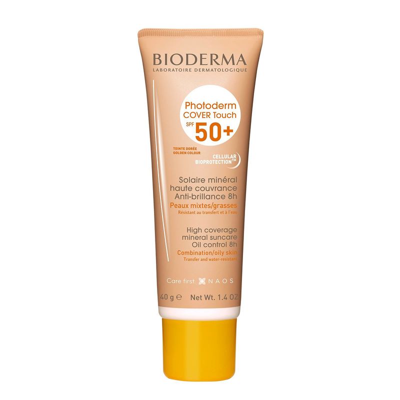 BIODERMA - Bloqueador Solar Photoderm Cover Touch Dorado Bioderma para Piel Grasa 40 ml