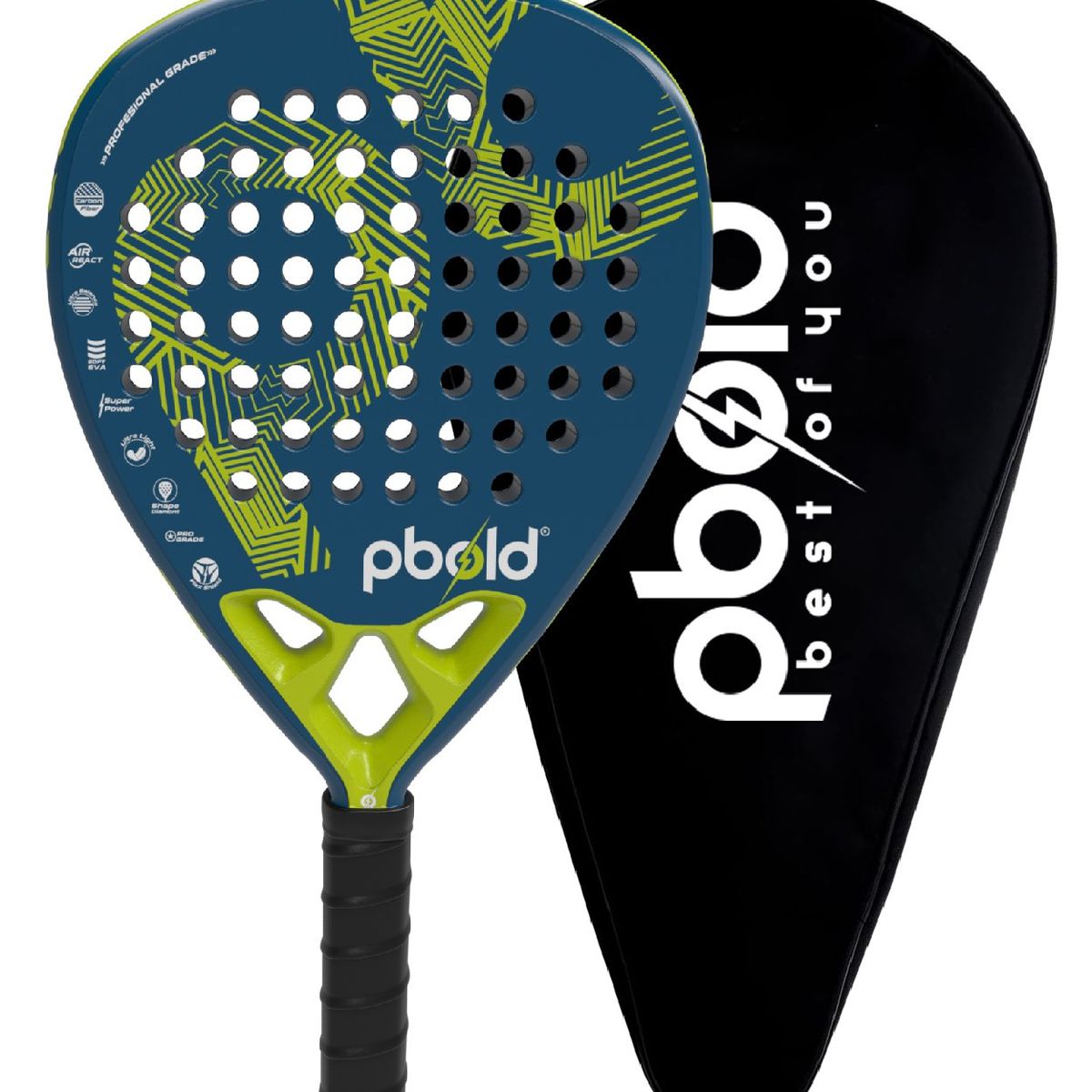 PBOLD - Raqueta Pala Padel Pbold De Fibra Carbono Eva 38mm Estuche