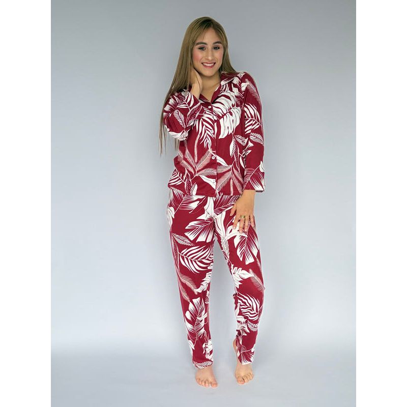 BY MORNING - Pijama floral vino 1663