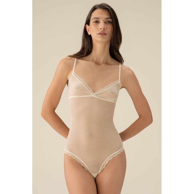 TOUCHE LINGERIE - BODY EN TUL FLOCADO Y ENCAJE 0672052
