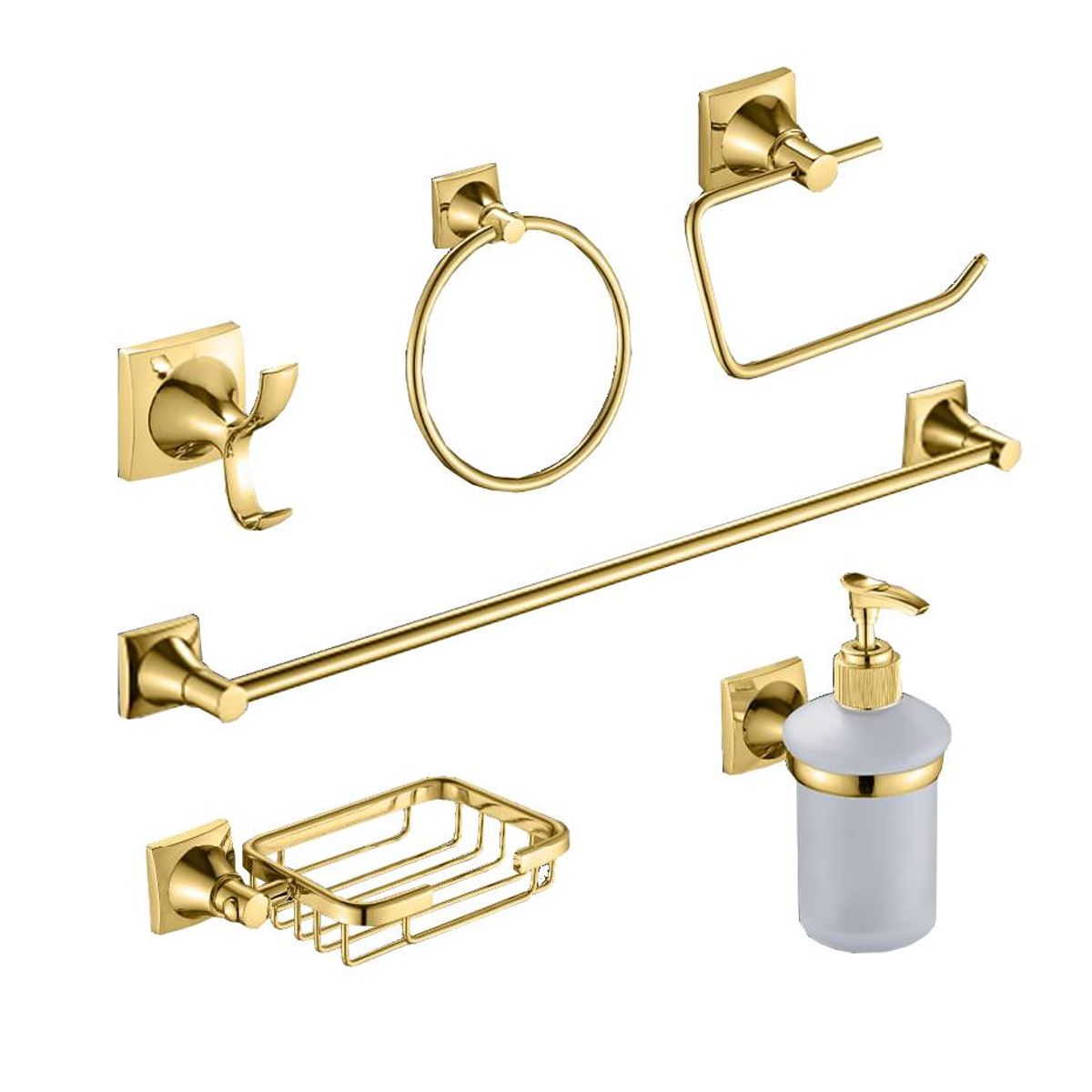 GENERICO - Accesorios Baño Metálico X6 Piezas Referencia Spazio Dorado