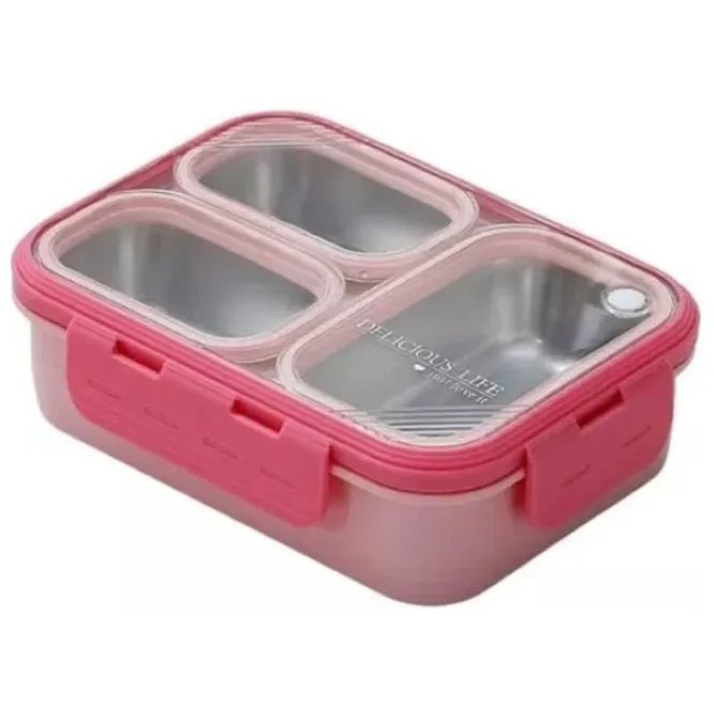 GENERICO - Porta Comidas 2 Espacios Portátil Hermético Acero Inoxidable