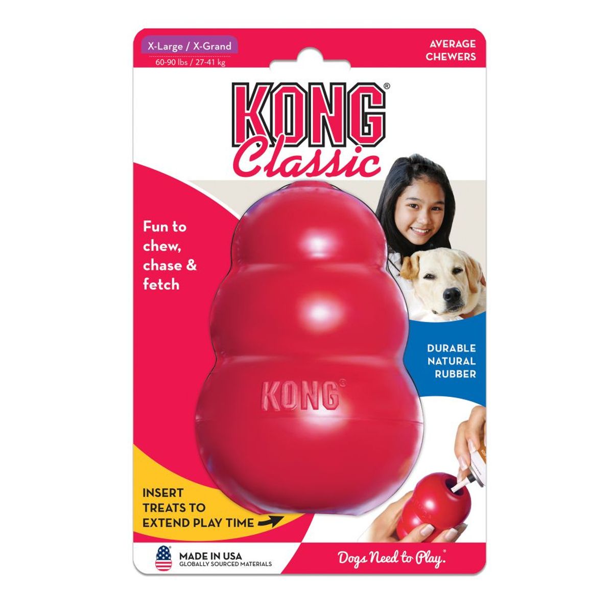 KONG COMPANY - Kong Perro Caucho Classic Portapasabocas Extra Large
