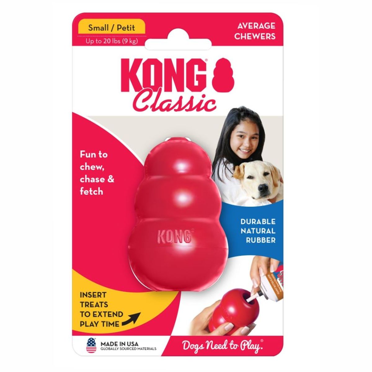 KONG COMPANY - Kong Perro Caucho Classic Portapasabocas Small