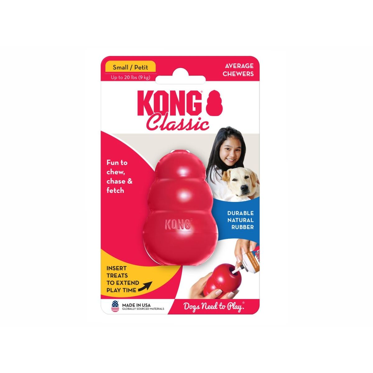 KONG COMPANY - Kong Perro Caucho Classic Portapasabocas Small