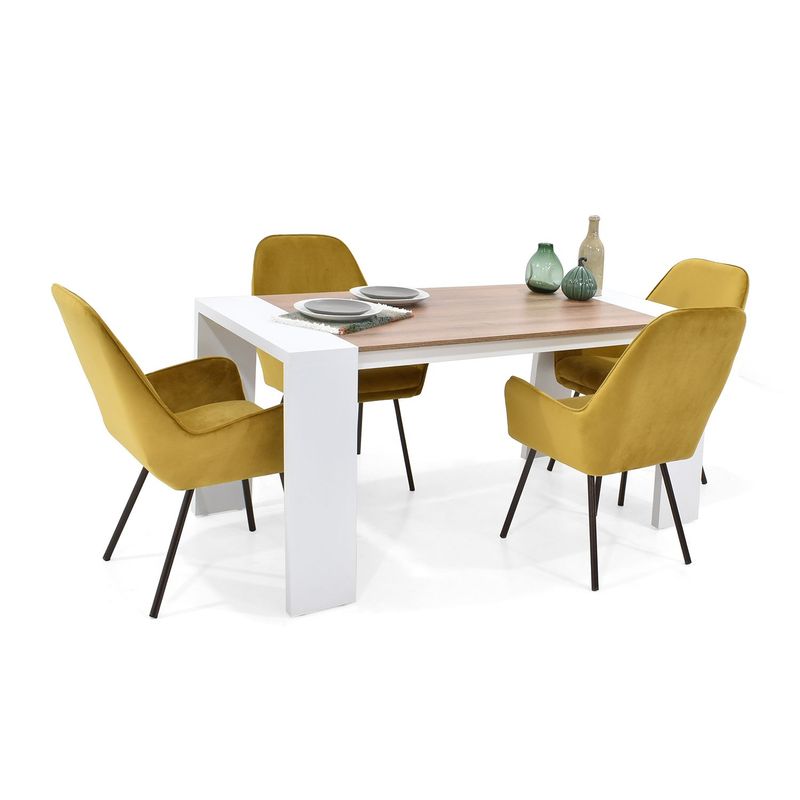 MICA - Juego de Comedor Moderno para 4 Personas (Comedor + 4 Sillas) Mica