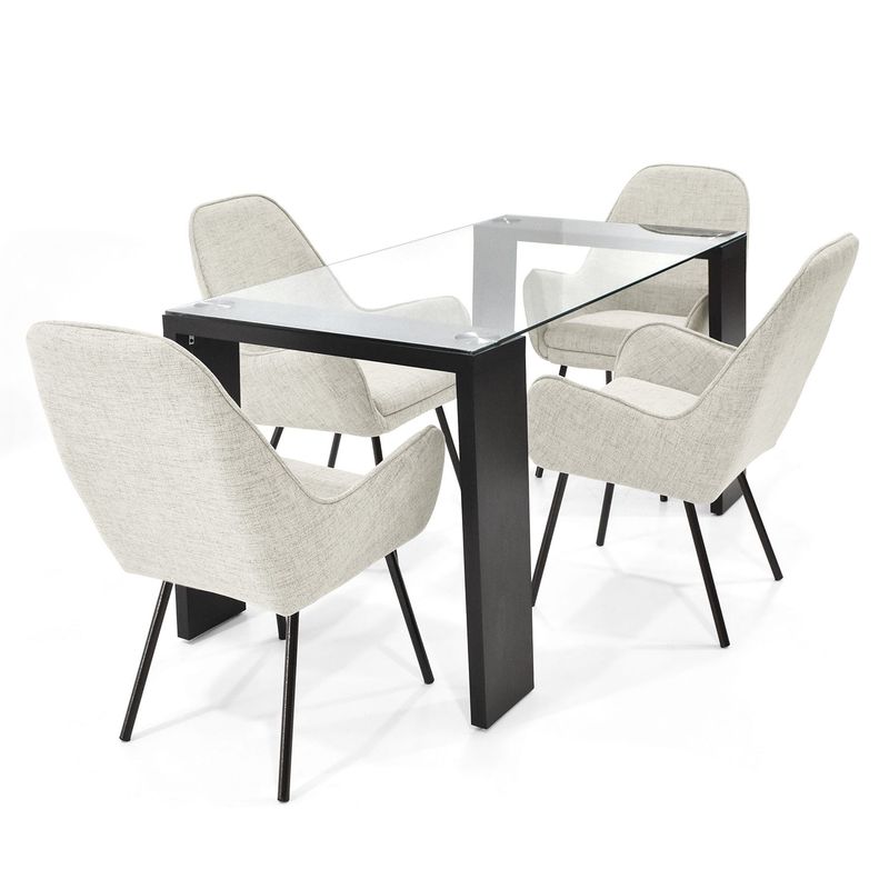 MICA - Juego de Comedor Moderno para 4 Personas (Comedor + 4 Sillas) Mica