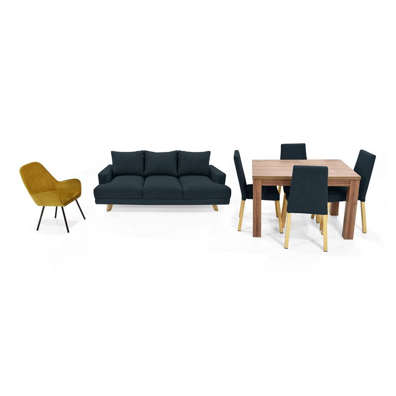 MICA - Juego de Sala Moderno en Poliéster (Sofá + Poltrona + Comedor) Nepal Mica