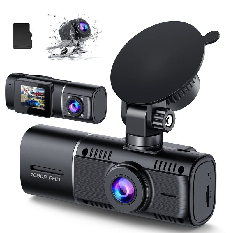 GENERICO - Cámara Carro Dvr 3en1 Trasera Frontal Interna FullHD Sensor