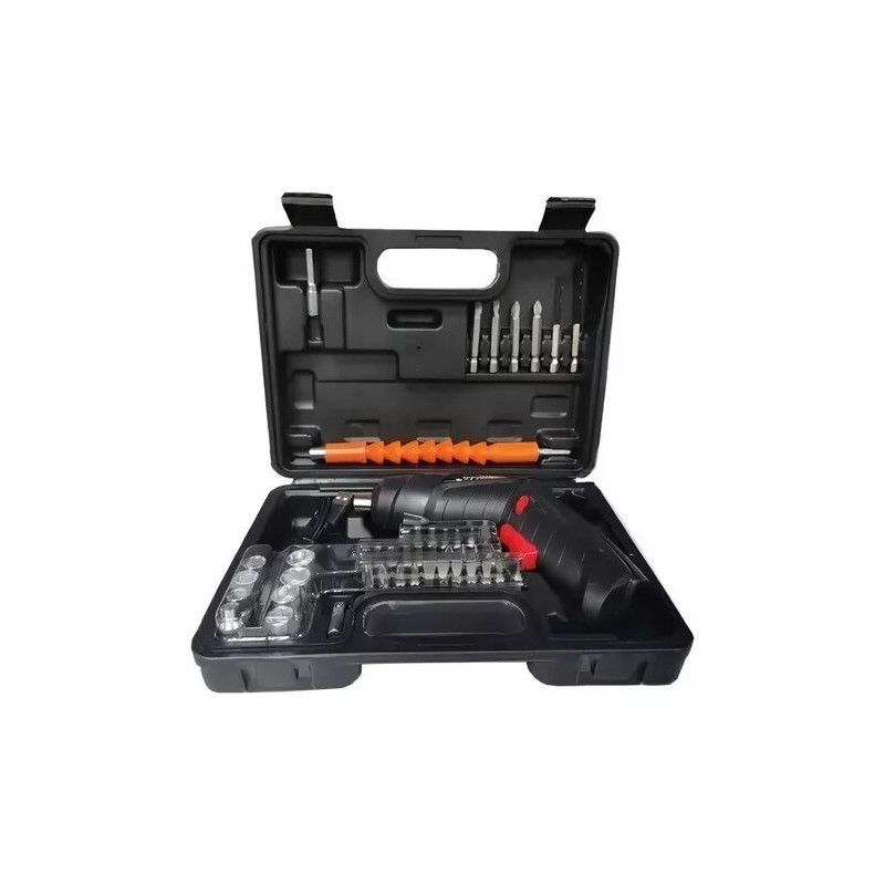 GENERICO - Taladro Destornillador Inalámbrico 3.6v 45 Accesorios Maleta Negro