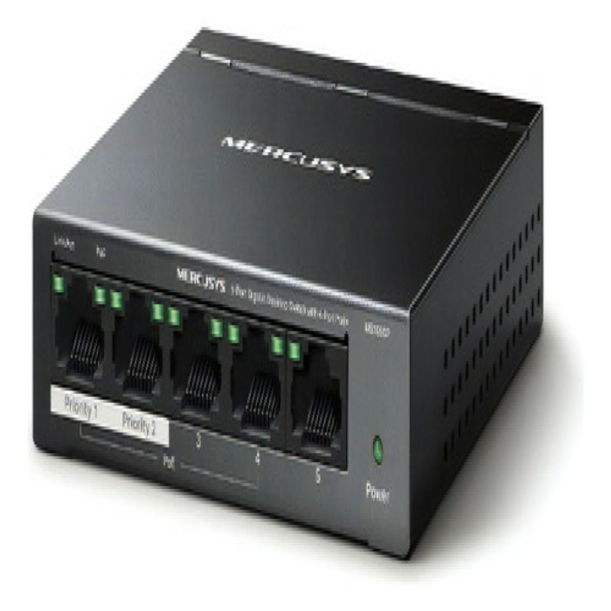 MERCUSYS - CONMUTADOR MERCUSYS MS105GP DE 5 PUERTOS GIGABIT C4 PUERTOS POE