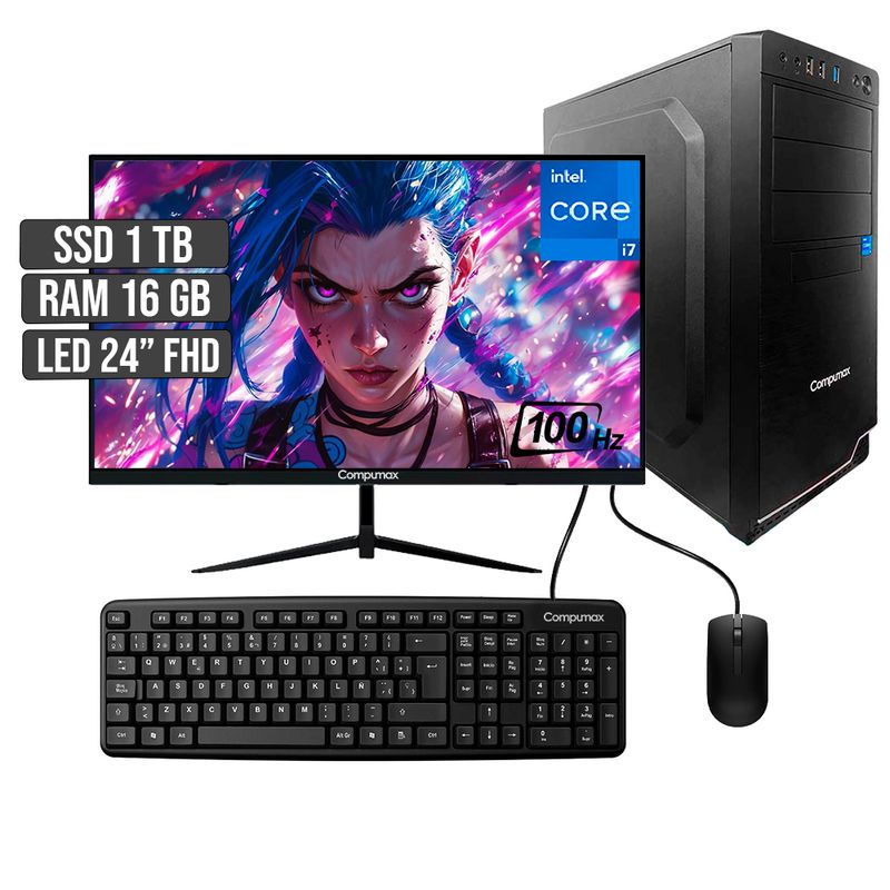 COMPUMAX - COMPUTADOR COMPUMAX INTEL CORE I7-12700 SSD 1TB RAM 16GB LED 24 FHD