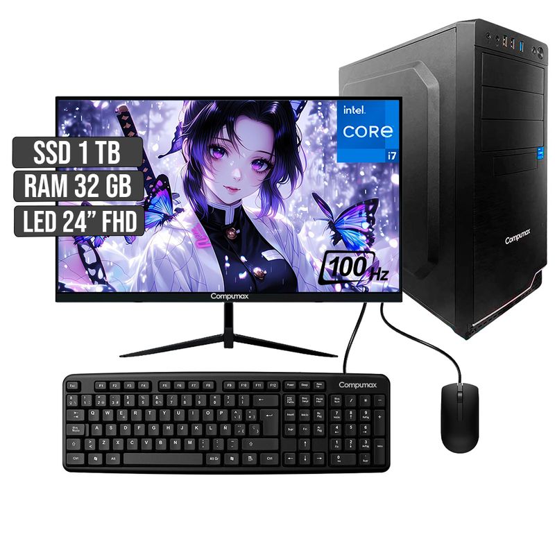 COMPUMAX - COMPUTADOR COMPUMAX INTEL CORE I7-12700 SSD 1TB RAM 32GB LED 24 FHD