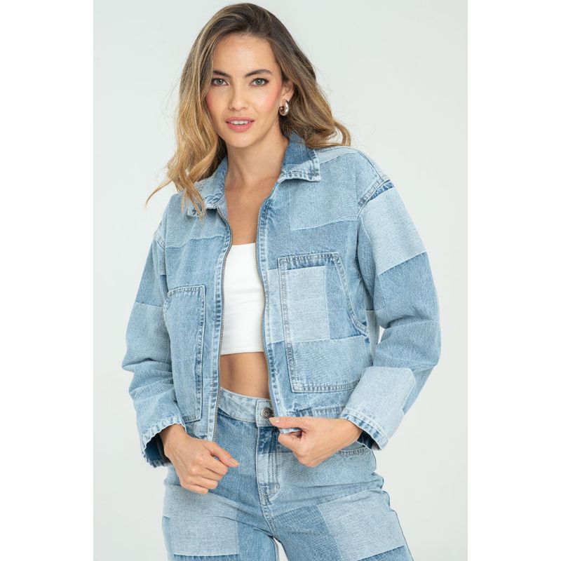 RAGGED - Chaqueta patchwork Azul medio Ragged