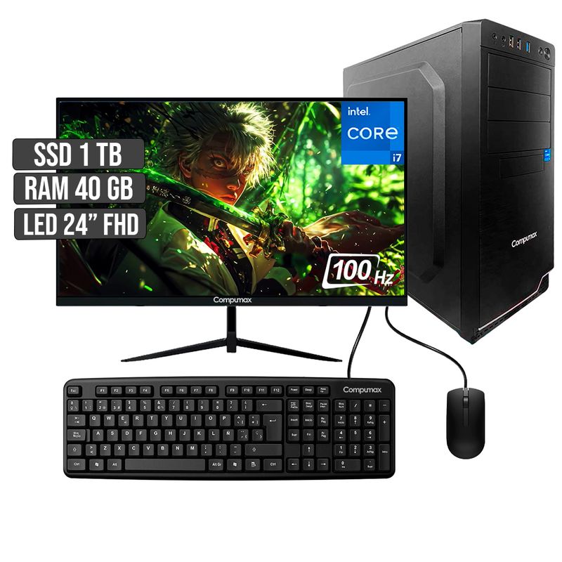 COMPUMAX - COMPUTADOR COMPUMAX INTEL CORE I7-12700 SSD 1TB RAM 40GB LED 24 FHD