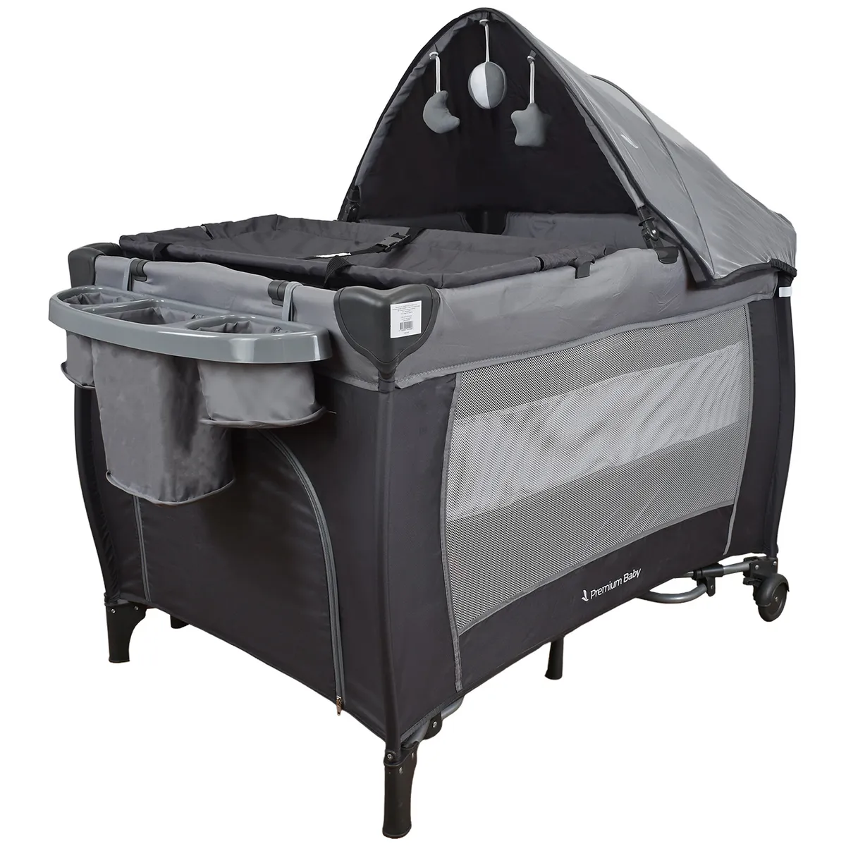 PREMIUM BABY - Corral Cuna Mecedora Bebé Premium Baby Napoles Gris