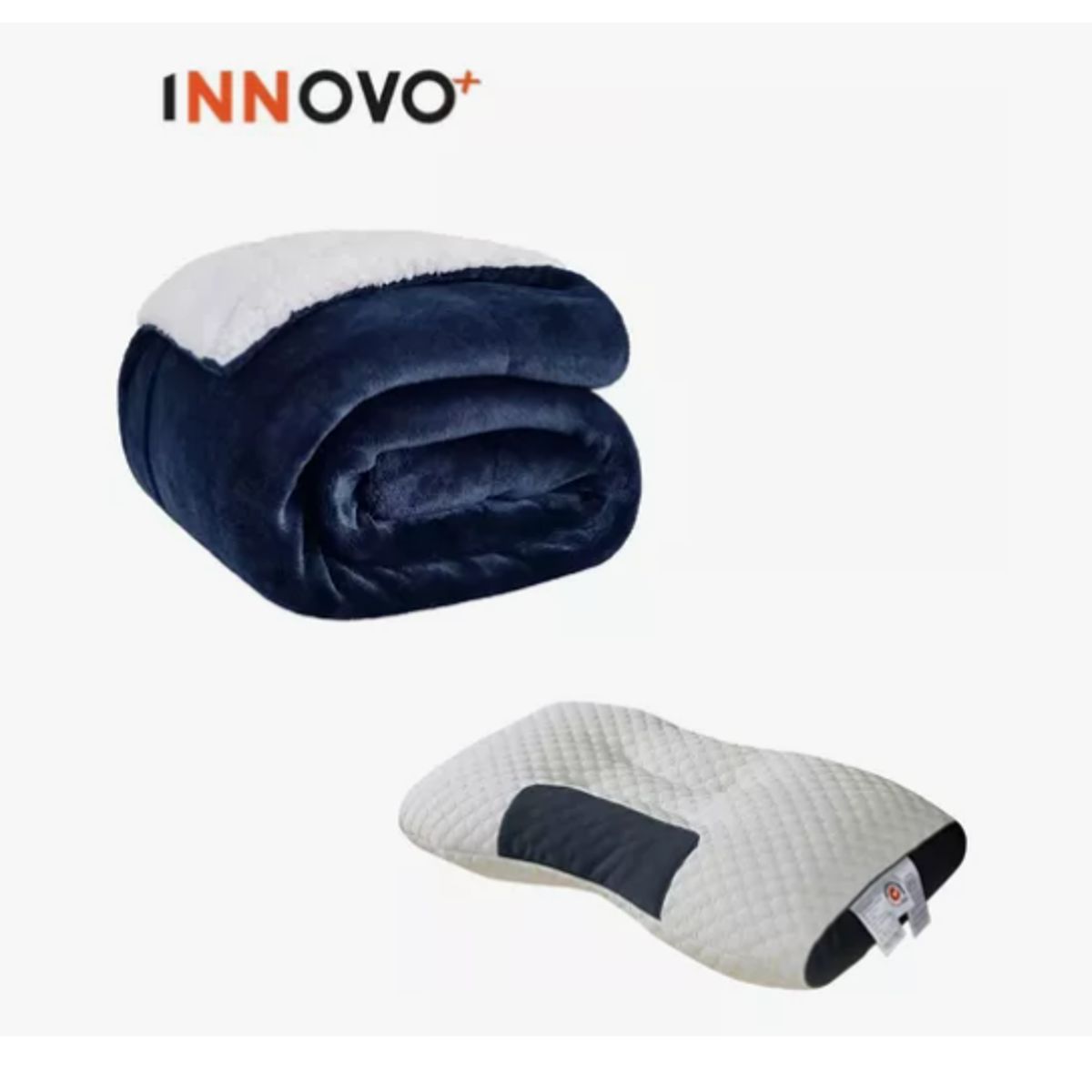 INNOVA - Cobija Manta Cubre Cama Térmica Ovejera 180 X 240 Con Almohada