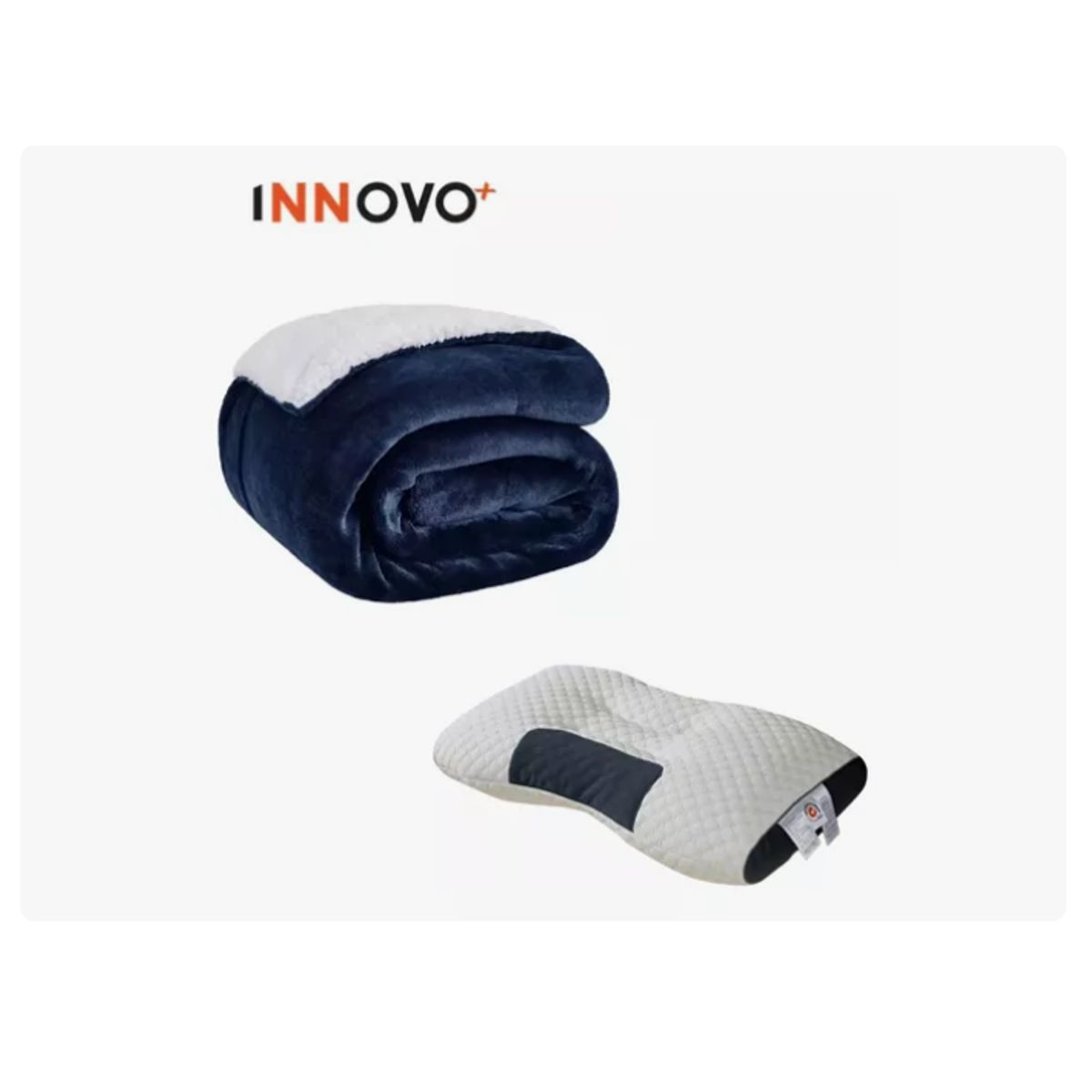 INNOVA - Cobija Manta Cubre Cama Térmica Ovejera 180 X 240 Con Almohada