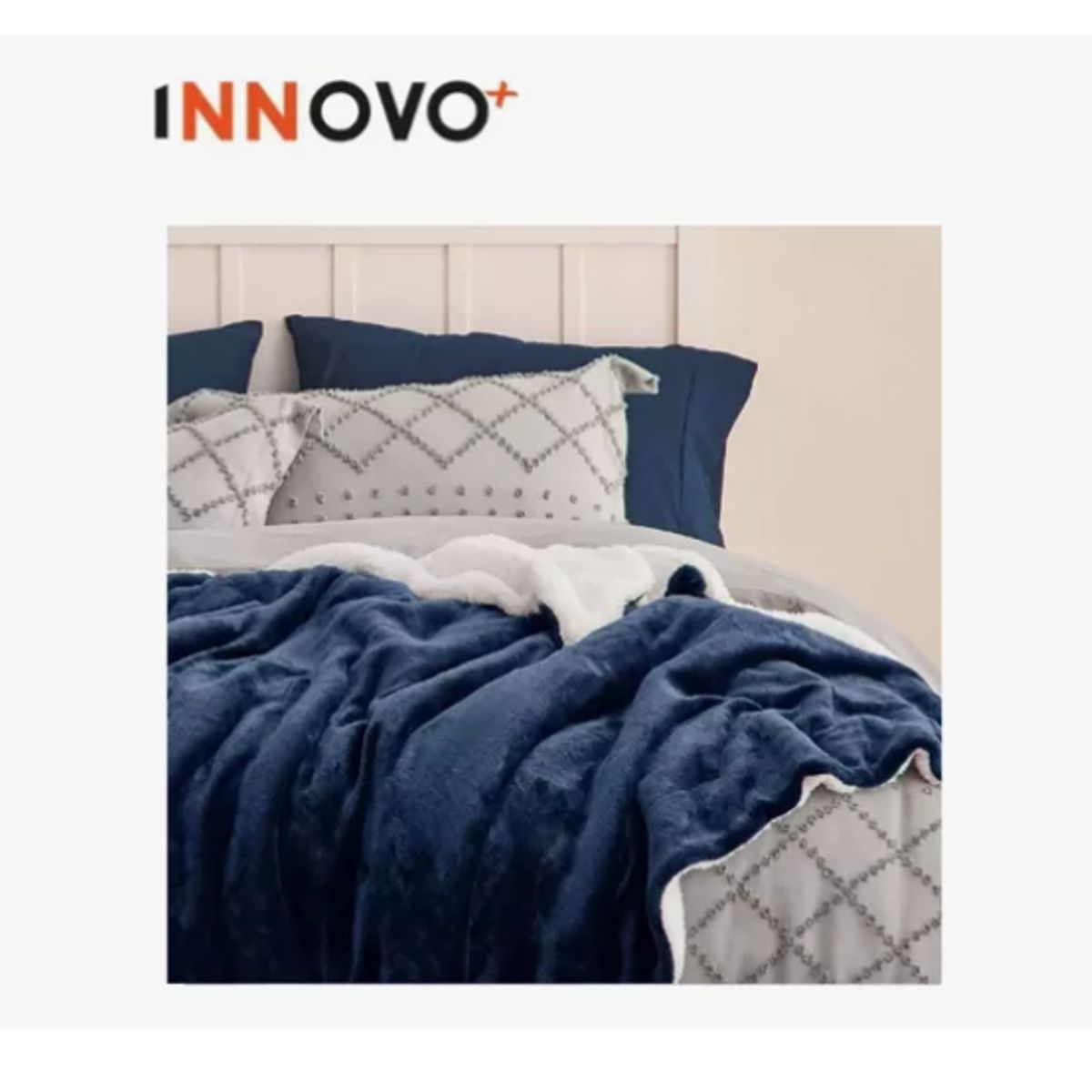 INNOVA - Cobija Manta Cubre Cama Térmica Ovejera 180 X 240 Con Almohada