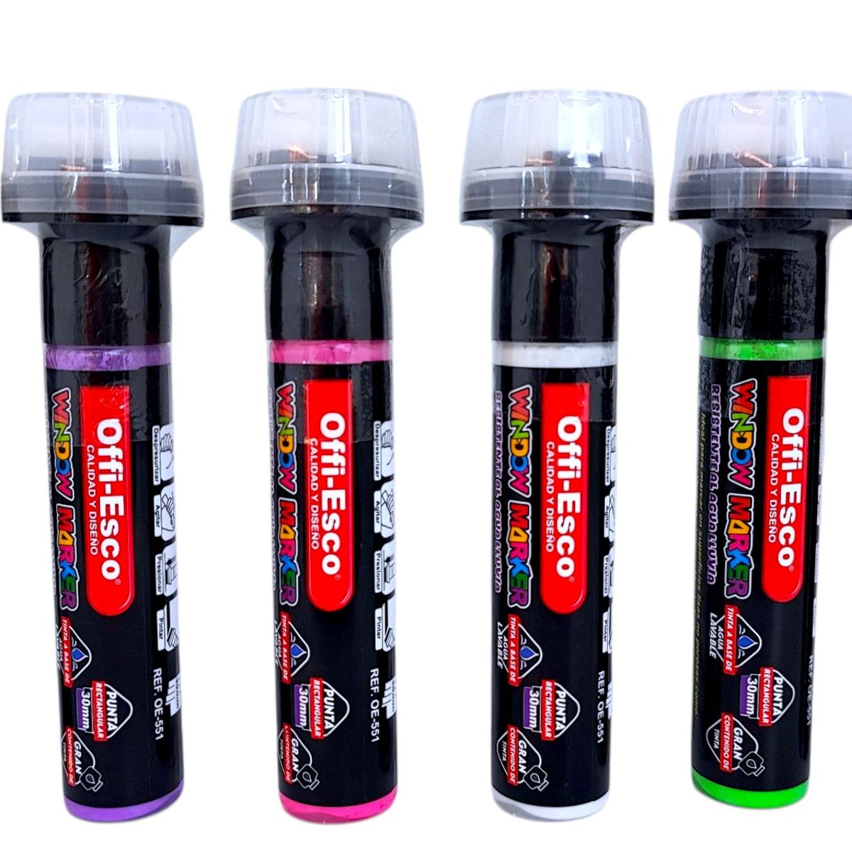 OFFI ESCO - Marcador Gráfico Offiesco Para Vidrio X6 Colores Punta 30mm