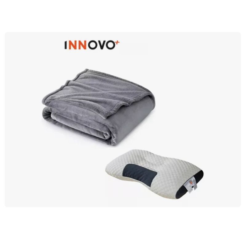 INNOVA - Cobija Manta Térmica 180x240 Con Almohada Para Cama Suave Terciopelo