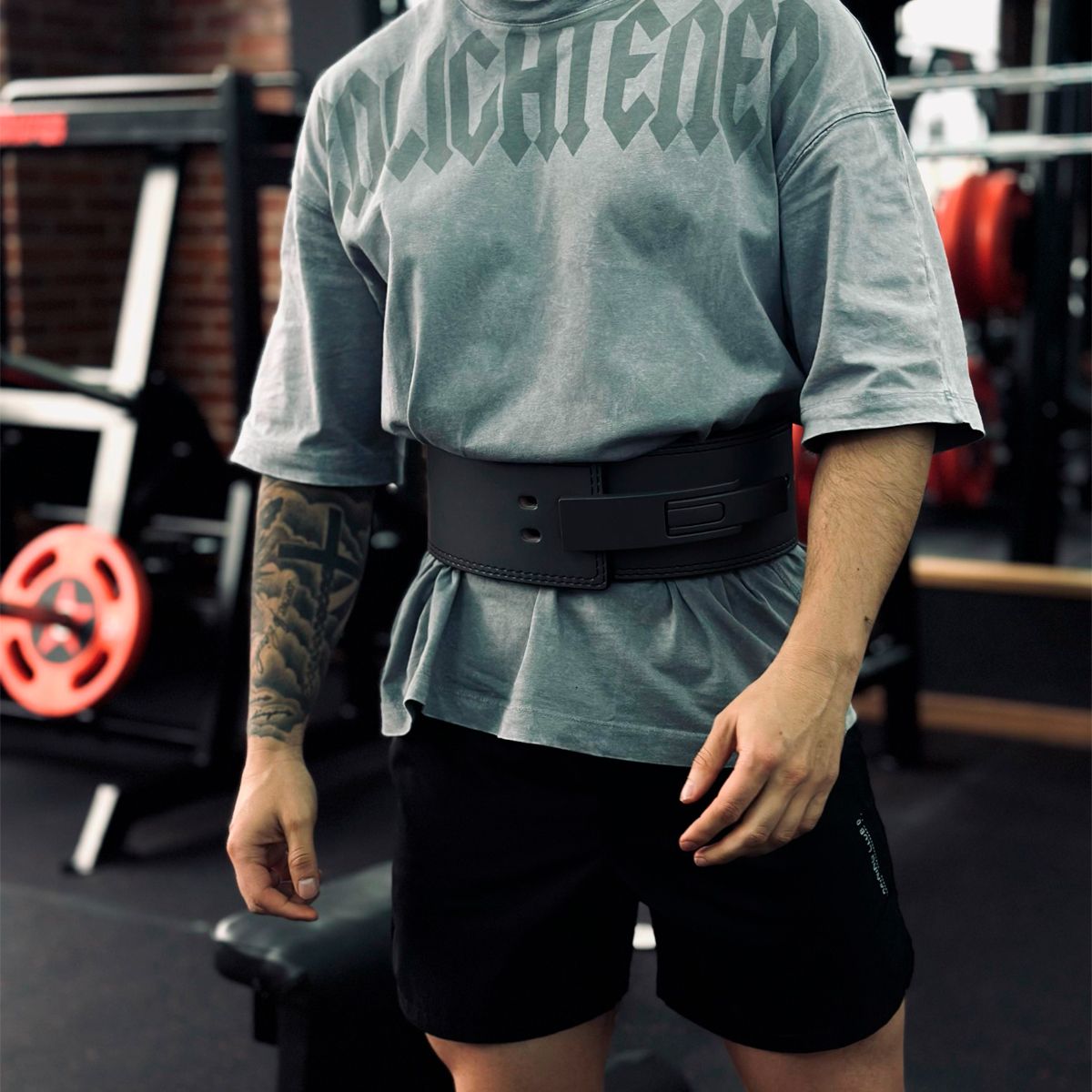 VITTORIA - Cinturon Cuero Pesas Gym Powerlifting Hebilla Palanca Gris M