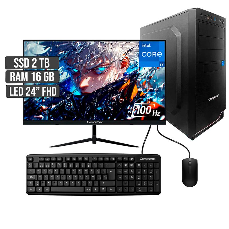 COMPUMAX - COMPUTADOR COMPUMAX INTEL CORE I7-12700 SSD 2TB RAM 16GB LED 24 FHD
