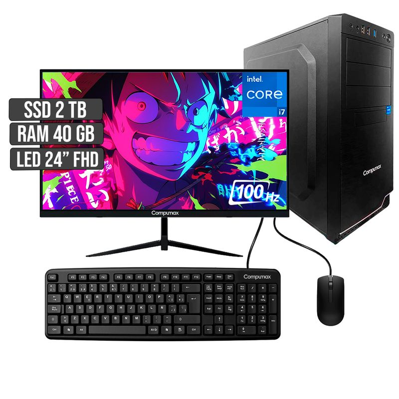 COMPUMAX - COMPUTADOR COMPUMAX INTEL CORE I7-12700 SSD 2TB RAM 40GB LED 24 FHD