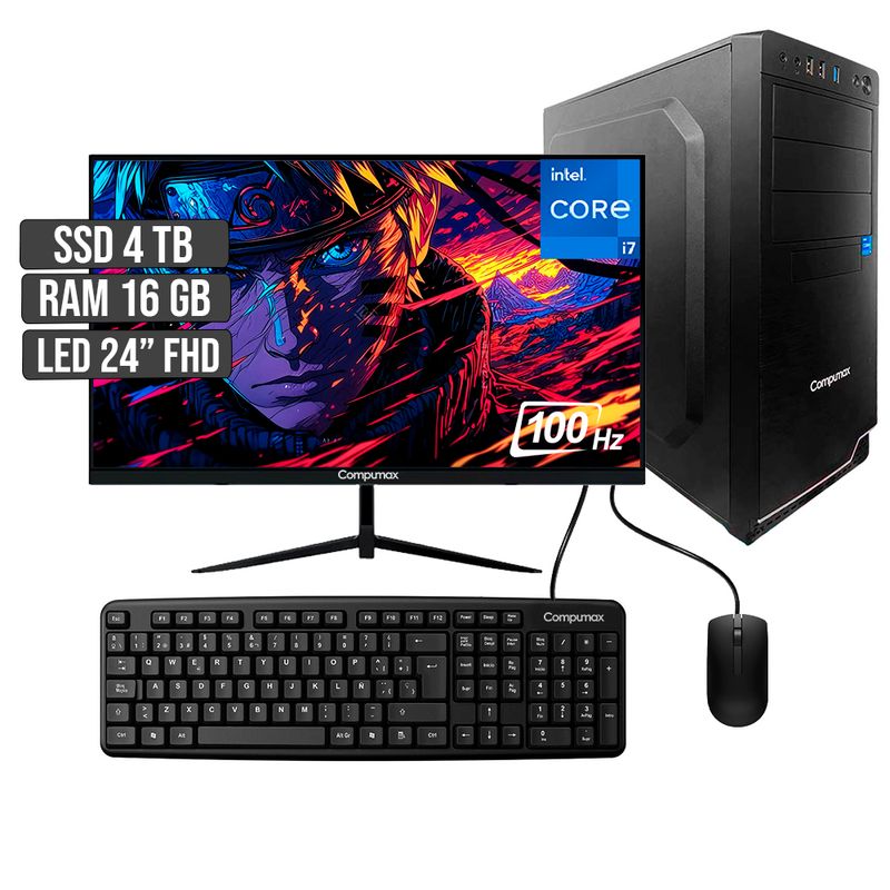 COMPUMAX - COMPUTADOR COMPUMAX INTEL CORE I7-12700 SSD 4TB RAM 16GB LED 24 FHD