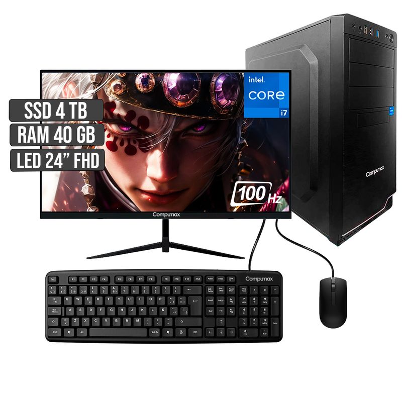 COMPUMAX - COMPUTADOR COMPUMAX INTEL CORE I7-12700 SSD 4TB RAM 40GB LED 24 FHD