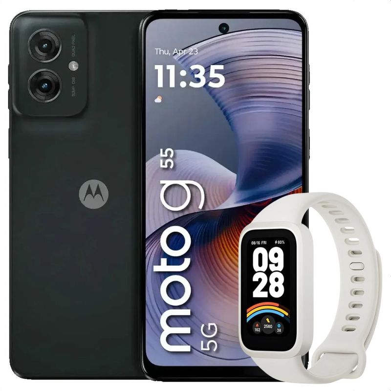MOTOROLA - Celular Motorola Moto G55 5G 256GB /8GB Blk + Band 9 Active Wht
