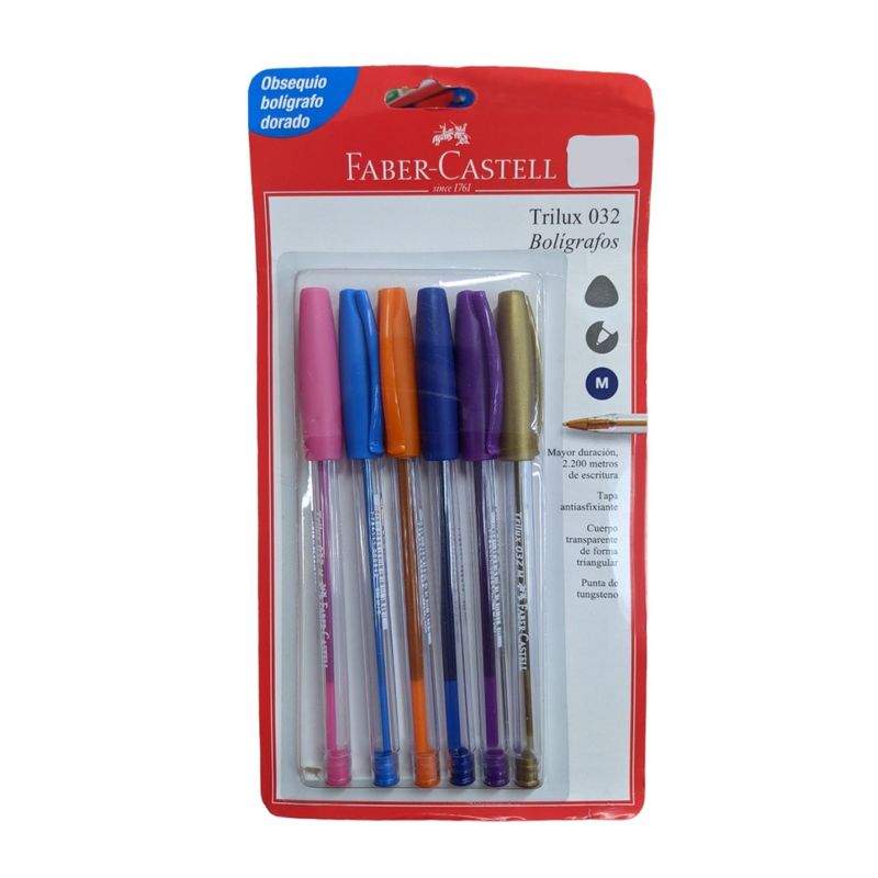 FABER-CASTELL - Boligrafo Trilux 032 Surtido X 6 Unidades Faber Castell