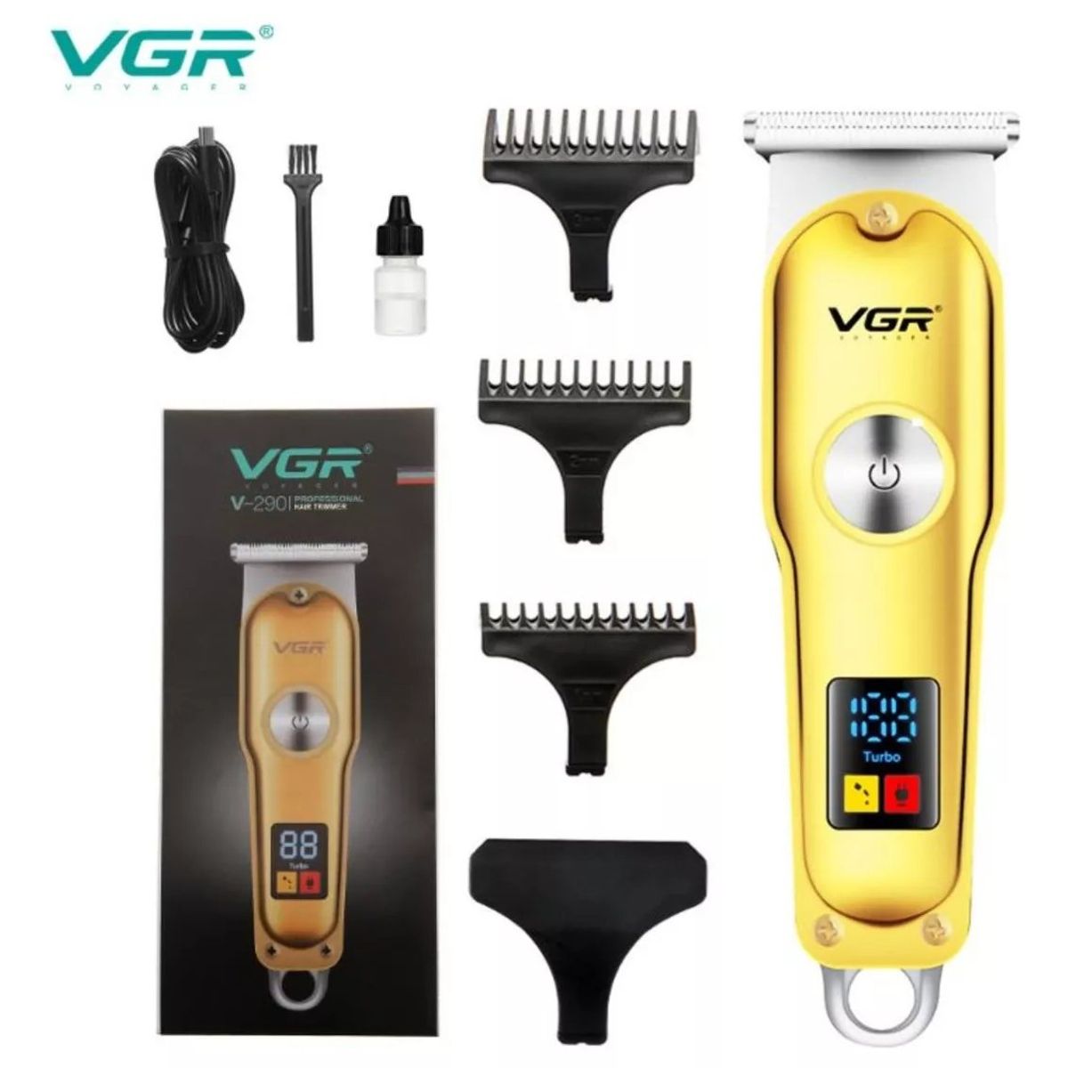 VGR - Máquina Patillera Barbera Trimmer Vgr-965 Profesional Led