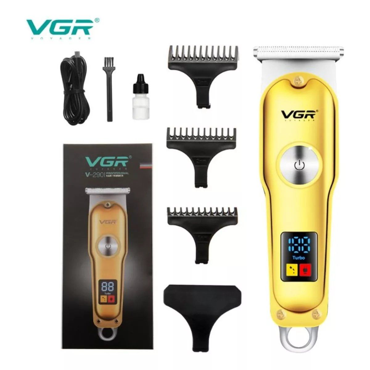 VGR - Máquina Patillera Barbera Trimmer Vgr-965 Profesional Led