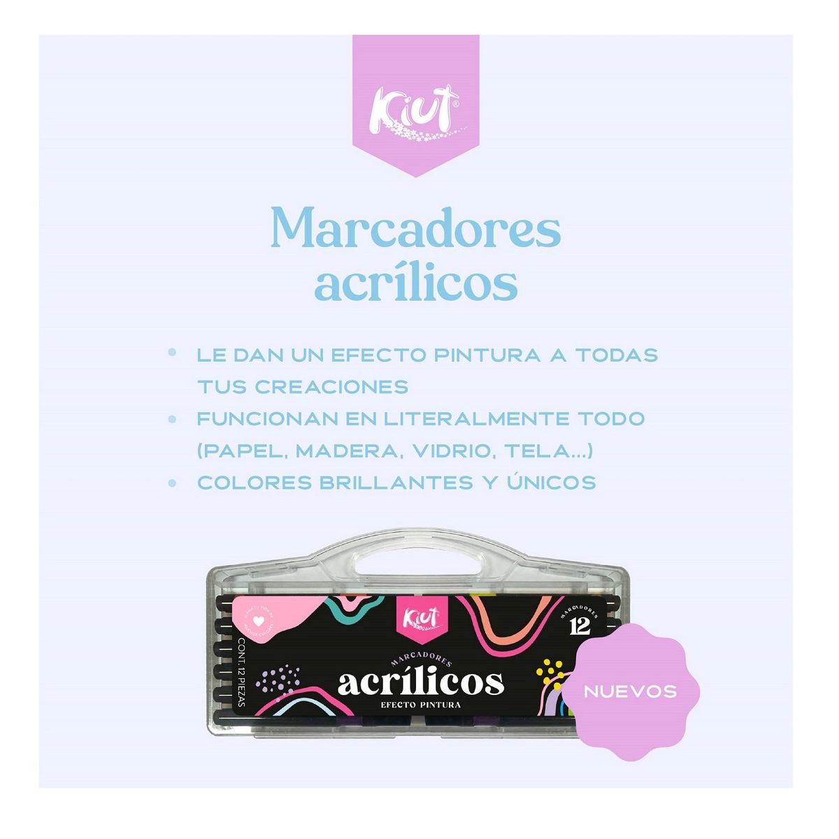 KIUT - Marcador Acrilico Kiut Estuche X 12 Colores.