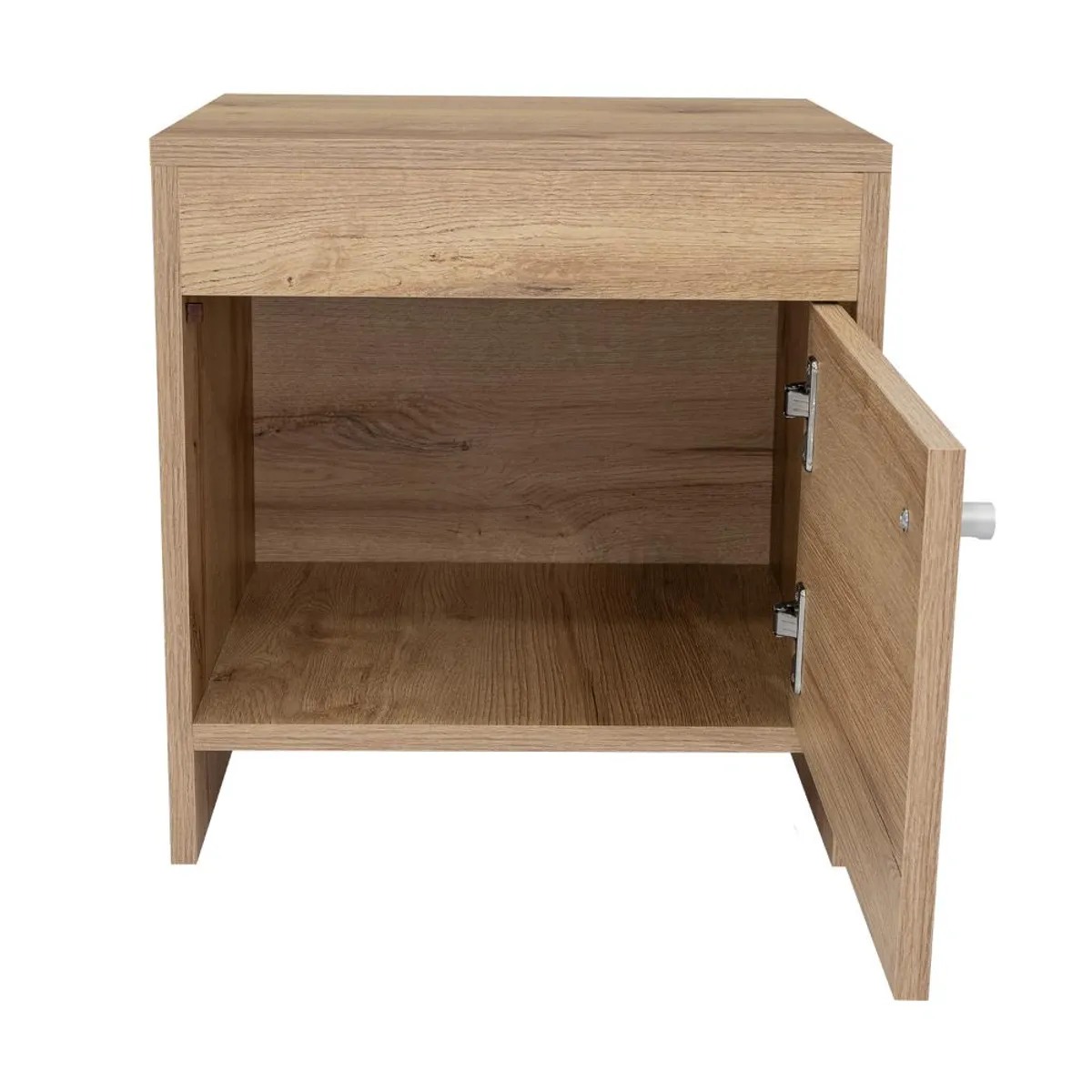 RTA DESIGN - Mesa de Noche Tutto Café Claro con Cajón Para Guardar Objetos Ideal Para Espacios Reducidos