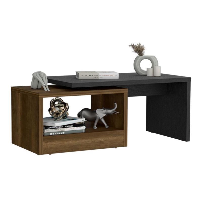 RTA DESIGN - Mesa de Centro Wesley Wengue y Cobre con Un Cajón Amplio