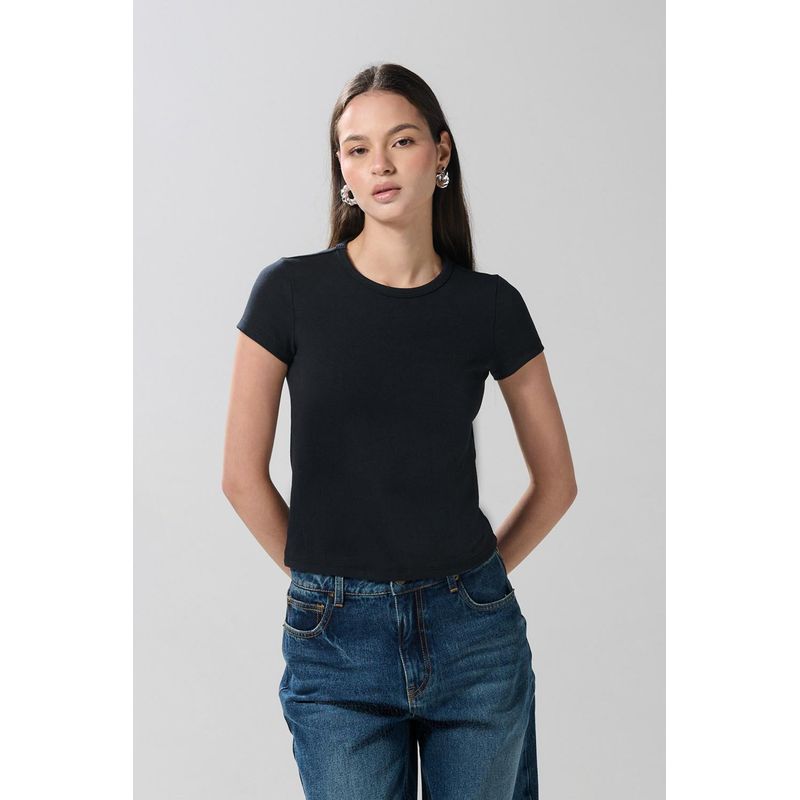 KOAJ - KOAJ Camiseta manga corta unicolor, silueta ajustada. MUJER
