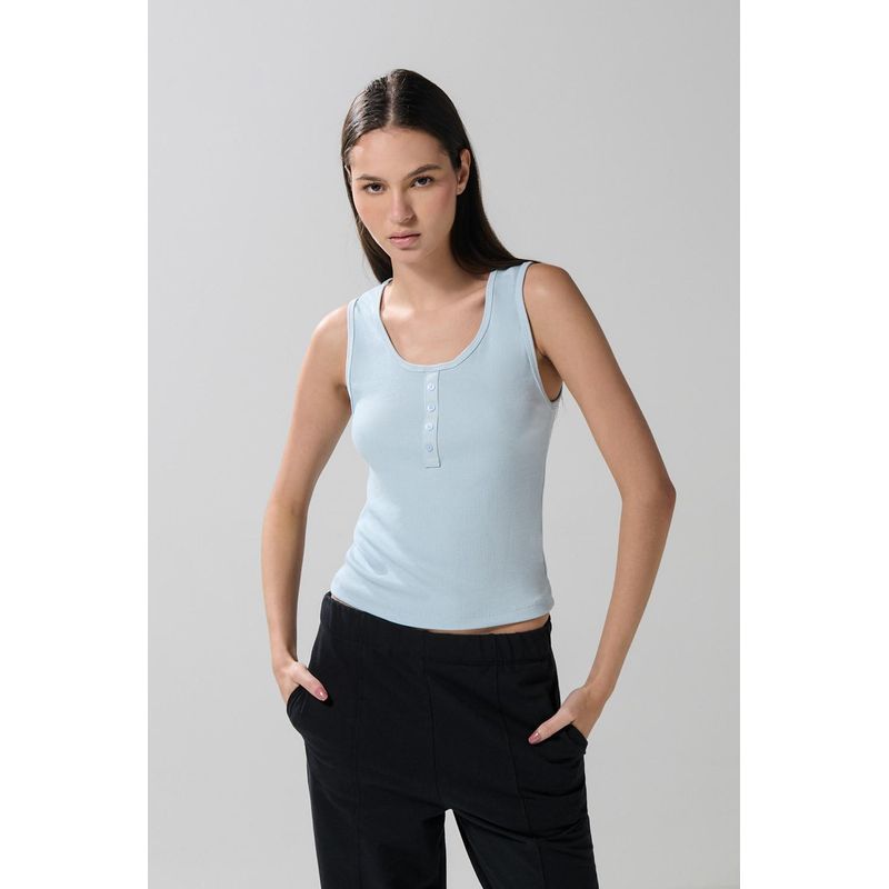 KOAJ - KOAJ Camiseta manga sisa unicolor con botones y texturas de ca MUJER