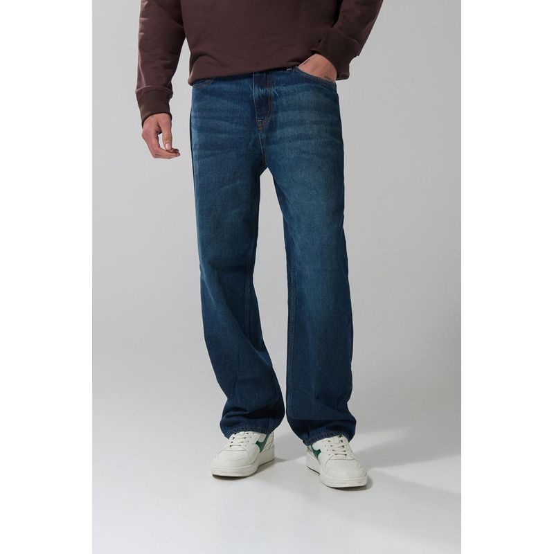 KOAJ - KOAJ Jean baggy azul oscuro con tiro medio y bota ancha HOMBRE