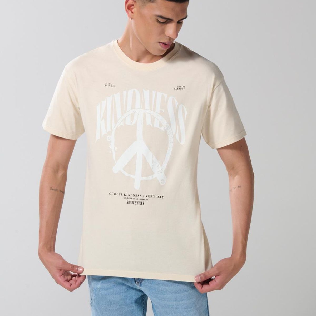 KOAJ - KOAJ Camiseta en algodón unicolor con texto y manga corta Hombre